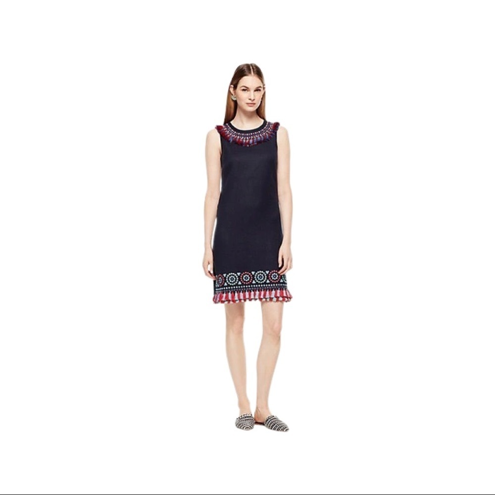 KATE SPADE
Embroidered Tassel Dress In Rich Navy (20) - Picture 2 of 6